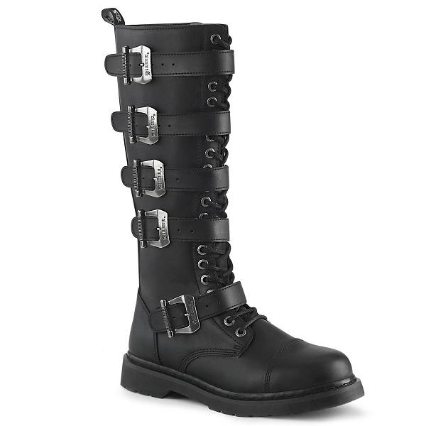 Demonia Men's Bolt-425 Knee High Combat Boots - Black Vegan Leather D9478-13US Clearance